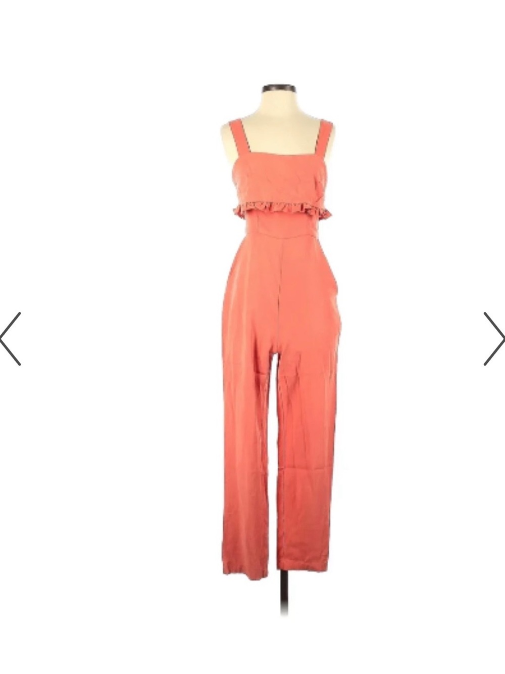 BCBGeneration Coral Ruffle-Trim Square-Neck Jumpsuit